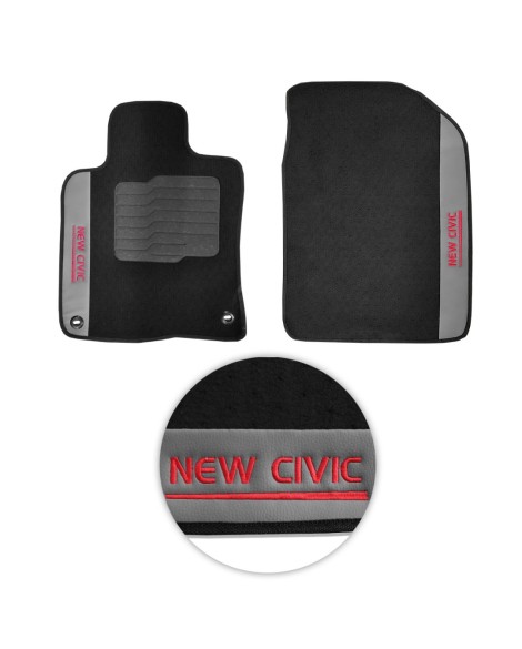 Jogo de Tapete Carpete New Civic 2017 a 2026 Preto 5 Peças