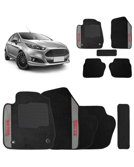 Jogo de Tapete Carpete New Fiesta 2016 a 2019 Preto 5 Peças