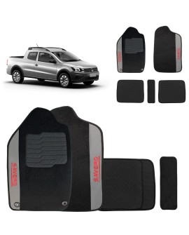 Jogo de Tapete Carpete Saveiro CD 2013 a 2026 Preto 5 Peças