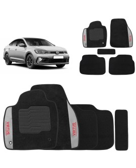 Jogo de Tapete Carpete Virtus 2017 a 2026 Preto 5 Peças