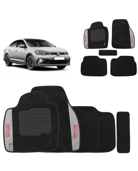 Jogo de Tapete Carpete Virtus 2017 a 2026 Preto 5 Peças