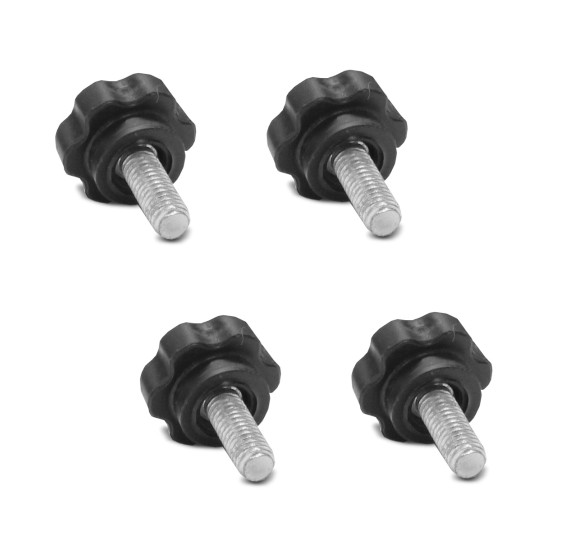 Kit com 4 Manípulo Macho M6 Preto para Extensor de Caçamba Toro Kit com 4 Manípulo Macho M6 Preto para Extensor de Caçamba Toro
